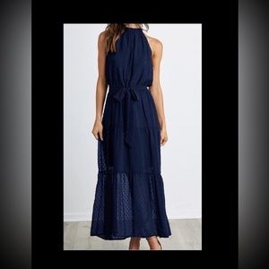 New!  Navy halter midi
